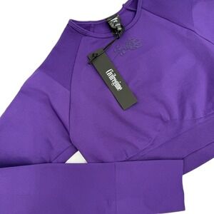 CIVIL REGIME NEW Medium Crop Top Purple Long Sleeve Thumbhole Activewear Gym